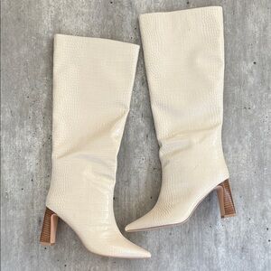 Elegant Cream Knee-High Boots